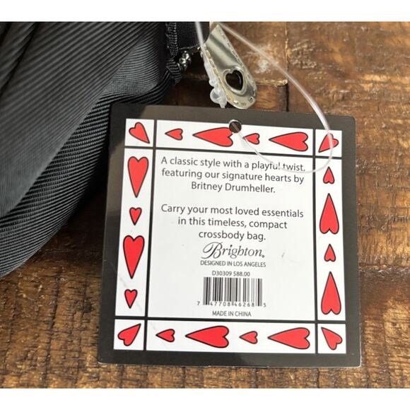 Love Brighton Crossbody Bag Black Red Heart Strap NWT And Extra Makeup Bag - Picture 4 of 15